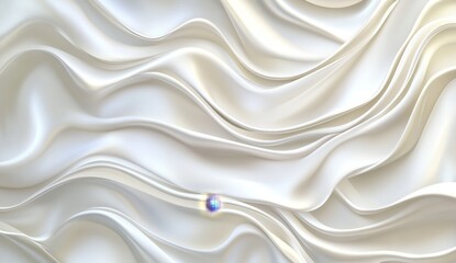 Fototapeta premium Abstract white silk drapes with a pearl, studio shot