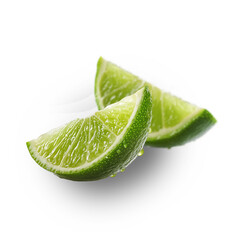 2 Slices of lime, isolated on white background. Isolated, transparent, png.