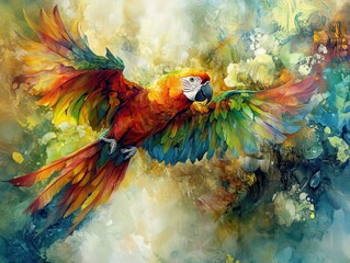 Perroquet in Heavenly Colors: Exotic Parrot Bird for Tourism and Travel