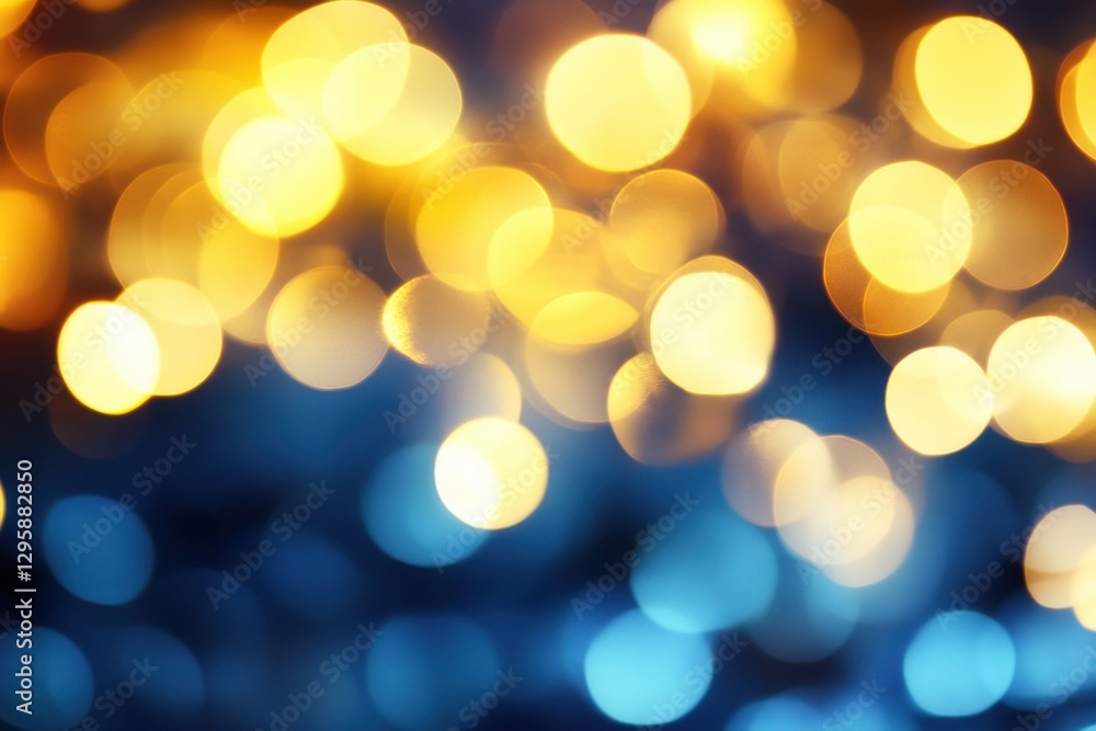 Poster a vibrant background featuring glowing golden and blue bokeh lights. the image has a shallow depth o