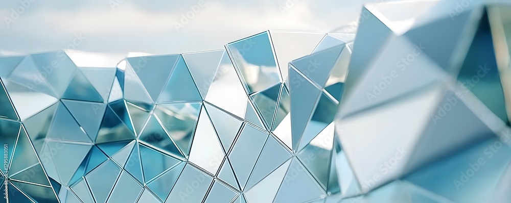 Aufkleber abstract geometric structure featuring reflective triangular and diamond facets