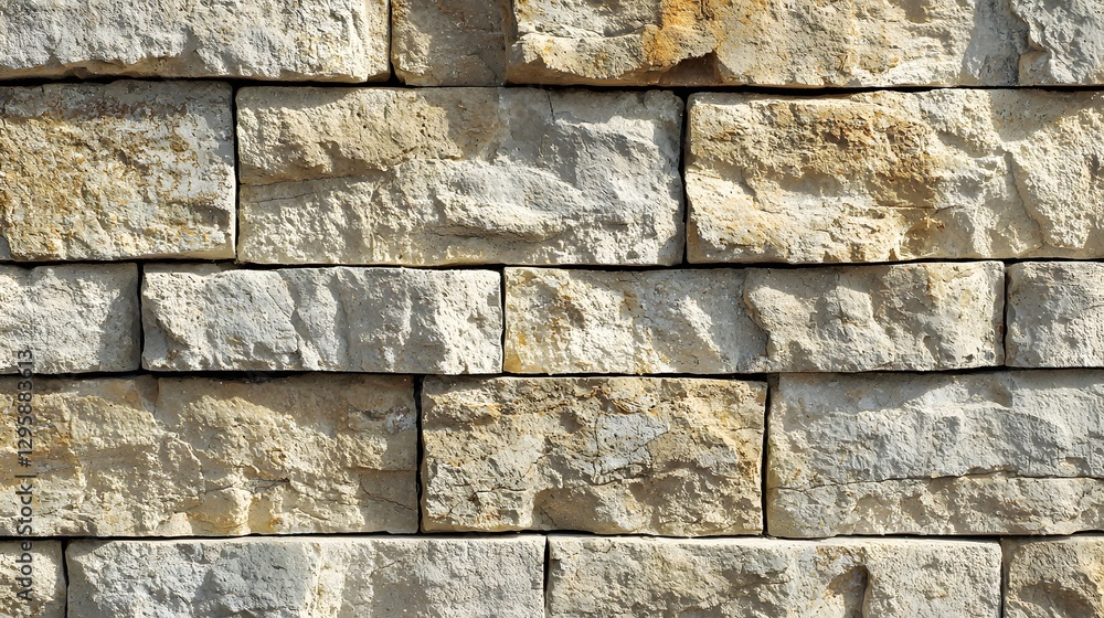 Poster wall constructed from solid stone blocks with textured surfaces showcasing robustness and architectu