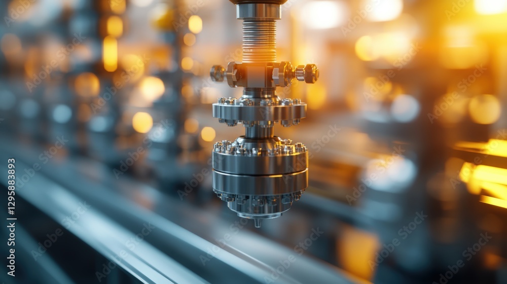 Poster close up view of a machine with a blurred background showcasing its complex design and mechanical fe