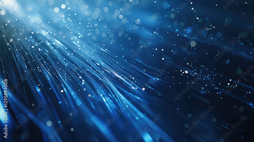Poster abstract picture micro light sparkling particle represent data flow vivid flowing wave with high tec