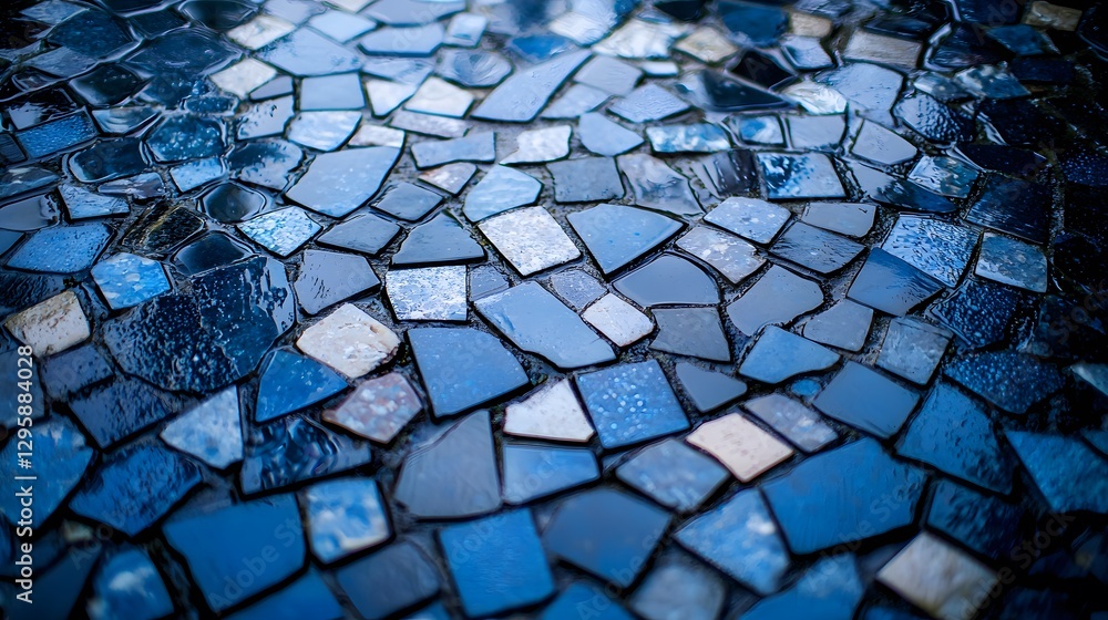 Poster broken glass table shattered into fragments creating a disturbing yet intriguing scene of chaos and 