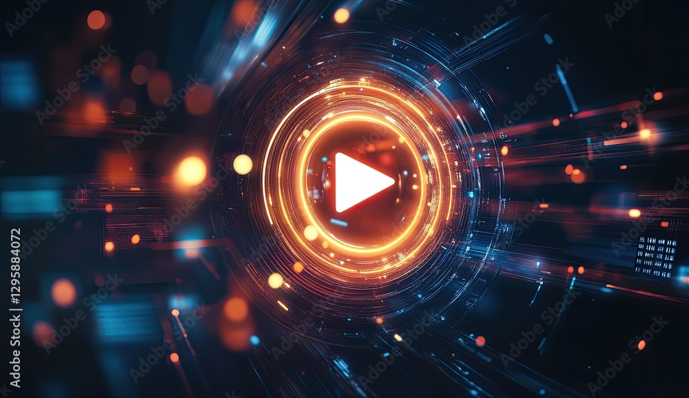 Aufkleber digital play button in futuristic interface (1)