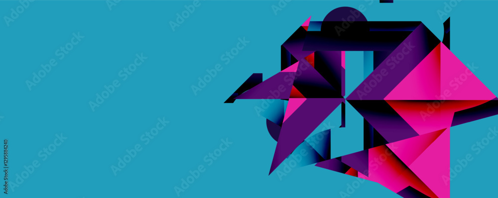 Leinwandbilder Abstract geometric composition with interlocking circular and angular shapes, featuring smooth gradients and sharp contrasts on a white background
