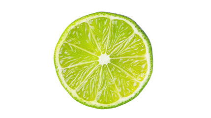 Juicy lime slice showing refreshing citrus fruit on transparent background