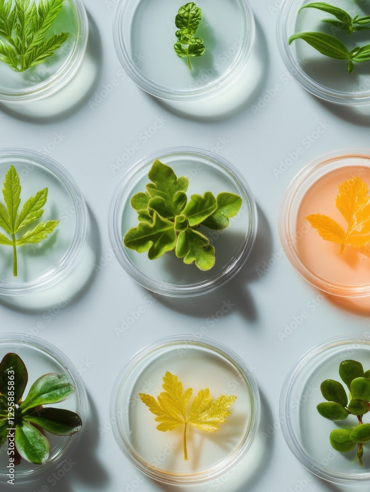 Poster a collection of plant specimens, each encased in a transparent vial for detailed study under a micro