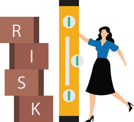 Risk assessment and investigation, analyze potential danger level, businesswoman measuring risk boxes with ruler symbol