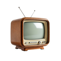 Vintage Retro Television with Wooden Frame and Antennas Transparent background