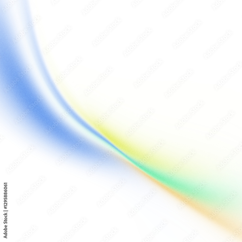 Poster Yellow green blue color gradient shape transparent background blurred neon color flowing wave, grainy texture effect, futuristic banner design