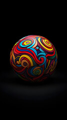 A sphere with swirling colors and patterns
