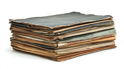 Vintage stack of aged newspapers home still life indoor close-up nostalgia