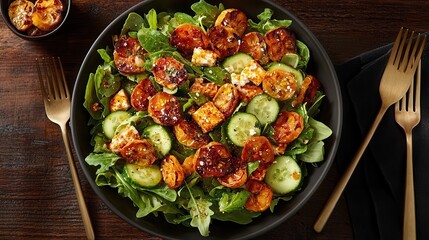 Roasted Tomato and Cucumber Salad with Feta Cheese