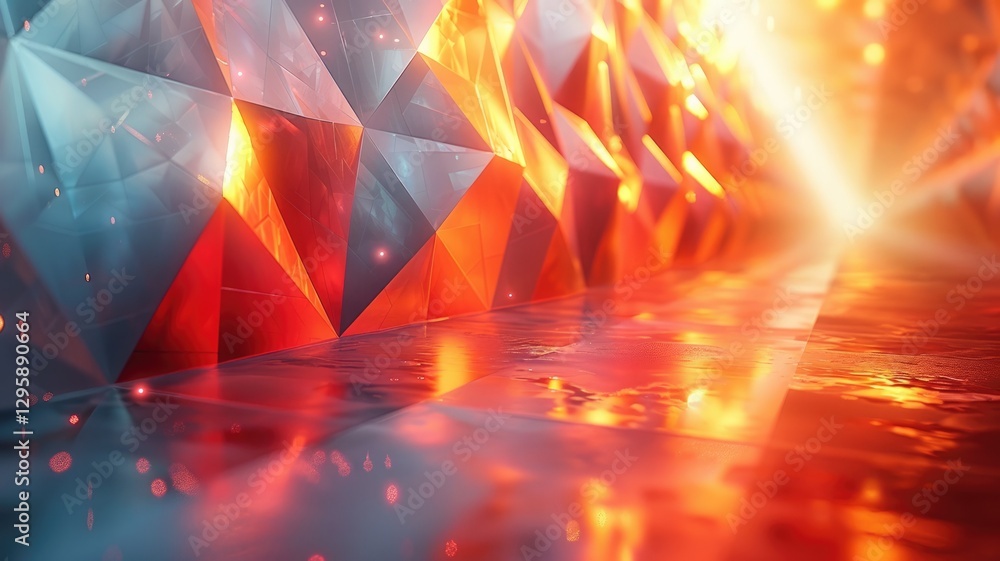 Poster this vibrant 3d geometric background features a stunning interplay of color and light, creating a mo