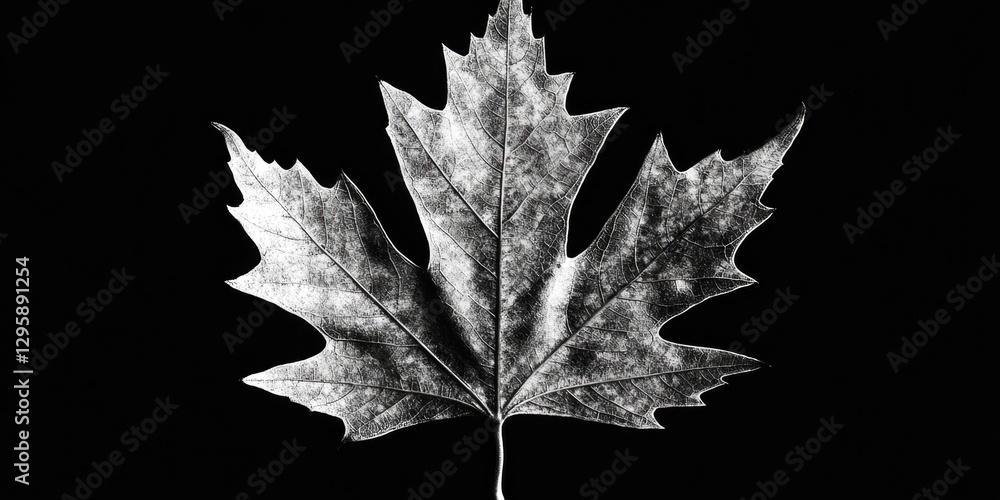 Aufkleber a maple leaf frosted with ice, emphasizing the intricate patterns and texture created by winter weat