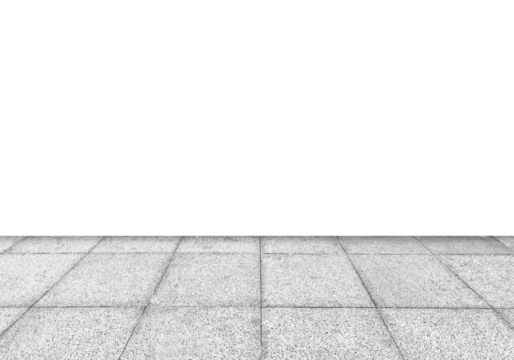 Perspective view, concrete floor tiles, geometric pattern, minimalist design, empty space, industrial aesthetic, clean lines, gray tones, textured surface, vanishing point, architectural detail,