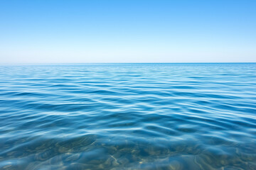 serene ocean view with gentle waves under clear blue sky
