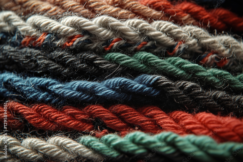 Poster close up of colorful twisted yarns showcasing texture and detail