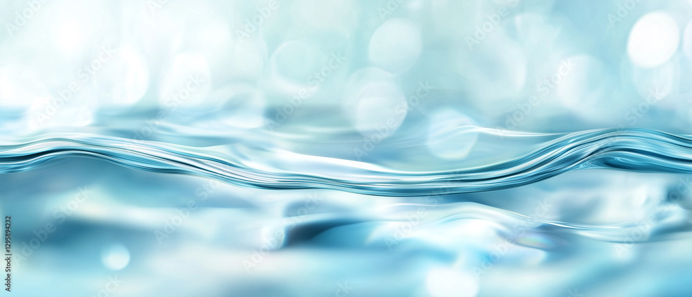 Poster serene view of crystal clear water with gentle ripples and soft bokeh lights