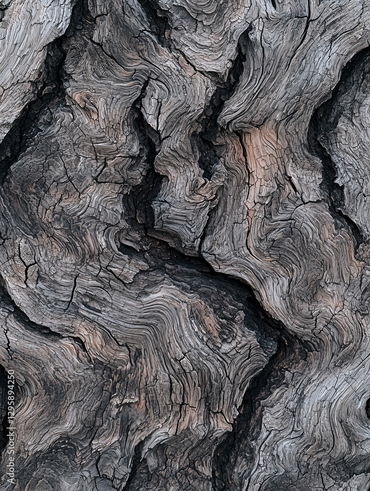 Poster Detailed macro image of tree bark with intricate textures and patterns