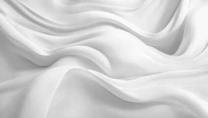 Naklejka premium White silk fabric draped smoothly, studio shot