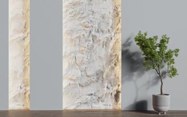 Decorative wall in an empty room. Background. 3d render