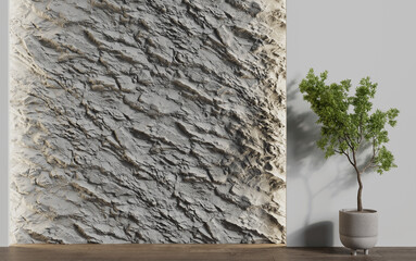 Decorative wall in an empty room. Background. 3d render