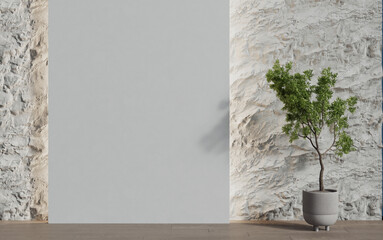 Decorative wall in an empty room. Background. 3d render
