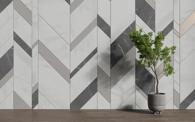 Decorative wall in an empty room. Background. 3d render