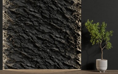 Decorative wall in an empty room. Background. 3d render