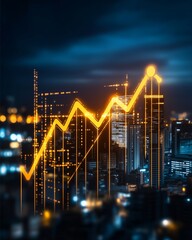 digital stock market graph with glowing blue lines