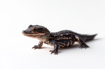 Obraz premium Close-up of a unique reptile creature showcasing intricate patterns and textures on a clean white background perfect for nature-themed projects