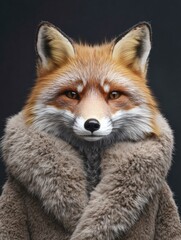 Fototapeta premium Fox in a fur coat, cute and cozy. Perfect pet and nature ambassador.