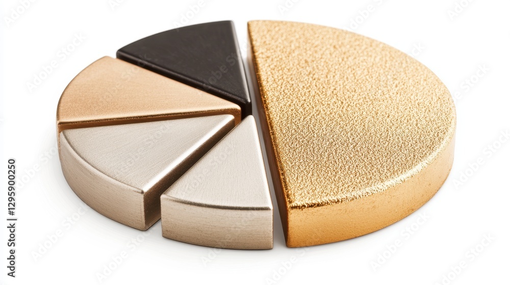 Aufkleber metallic pie chart segments representing data visualization concept