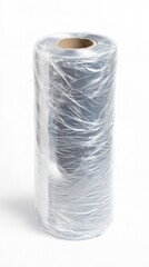 Industrial ldpe shrink wrap roll isolated on white background for packaging applications