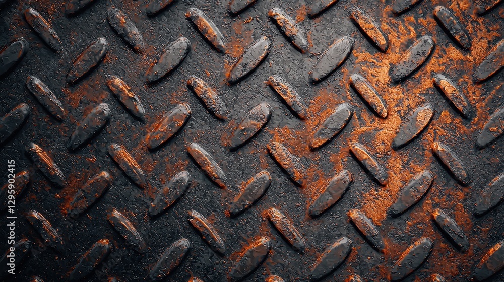 Poster textured rusty metal surface with diamond pattern and color variation