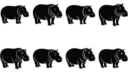 Rhinoceros vector shilhouette bundle set Collection