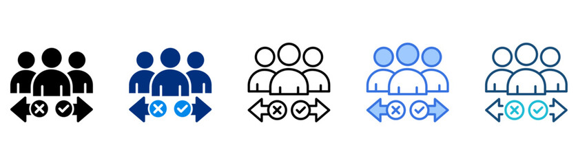 Decision making icon set multiple style collection