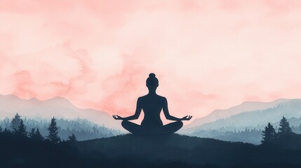Serene Silhouette of a Yogi Meditating in Nature at Dawn