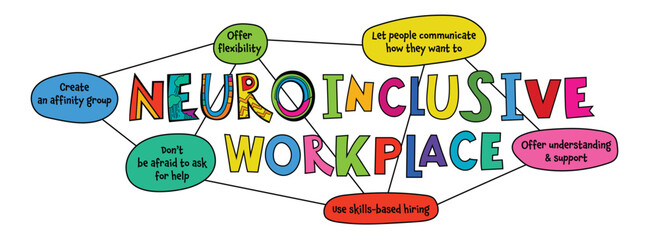 Neuroinclusive workplace. Vector illustration on a white background