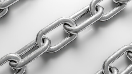 Obraz premium Close-up of metallic chain links on a white background