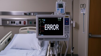 Fototapeta premium Medical equipment error display in hospital room health context clinical environment close-up view technology impact
