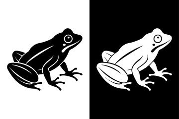 Frog Logo Silhouette Vector Ideal for Nature & Wildlife Themes.