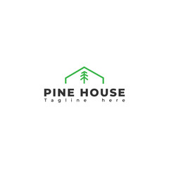logo design pine trees and houses, forest, construction, wood, symbol,icon, creative, idea.