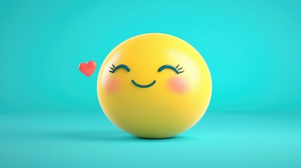 A cheerful yellow emoji with a red heart floating nearby