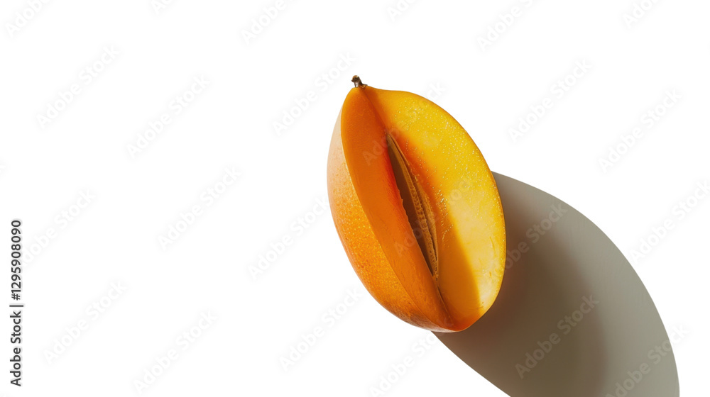 Aufkleber fresh mango slice rotating on transparent background with shadow