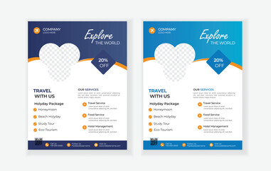 travel flyer design template, tour flyer, tourism color a4 print ready flyer