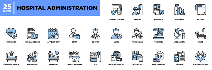 Hospital Administration Iconset Blue Black